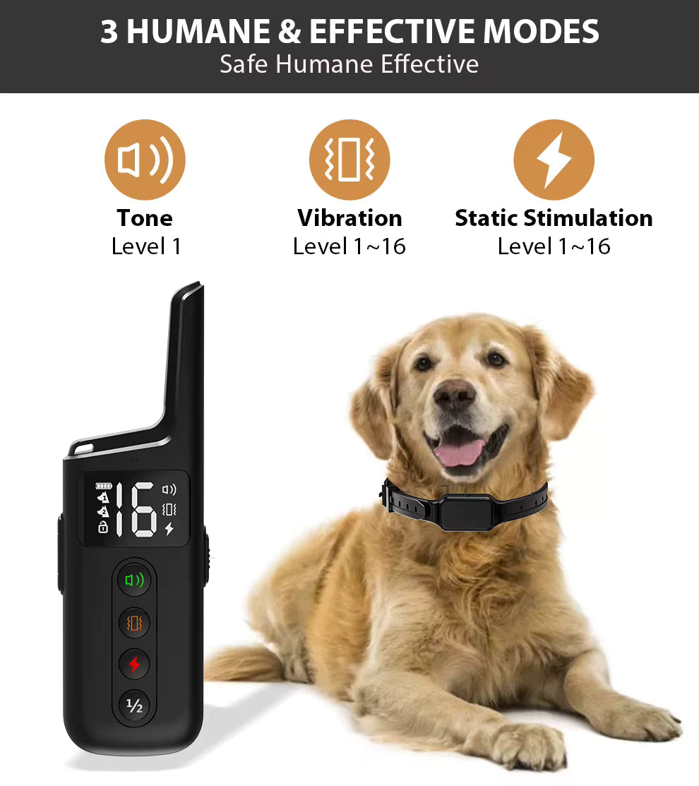 Collar de adiestramiento eléctrico para perros – Control remoto de 500 m, impermeable IPX7, modos de descarga, vibración y sonido