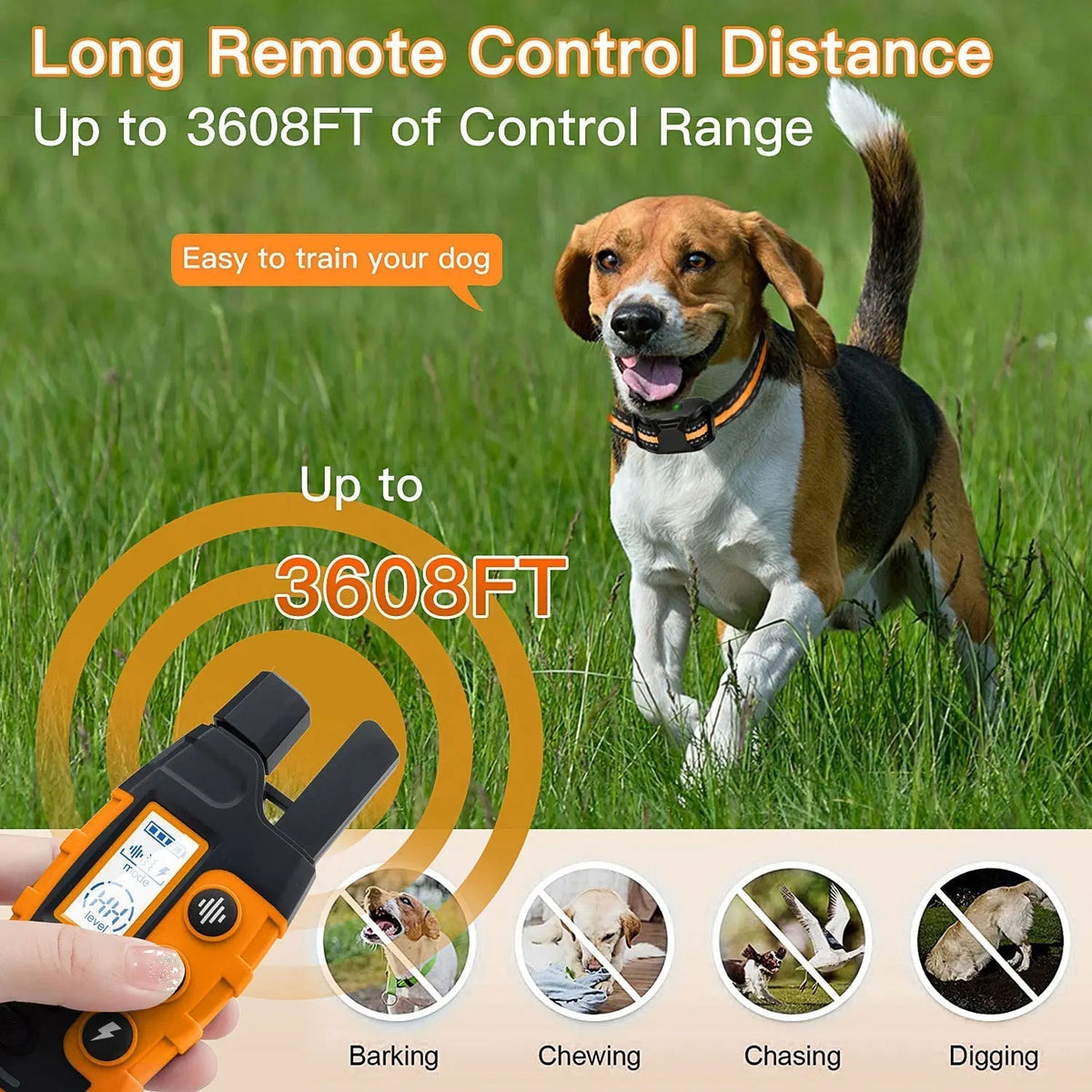 Collar de adiestramiento eléctrico para perros de 3300 ft