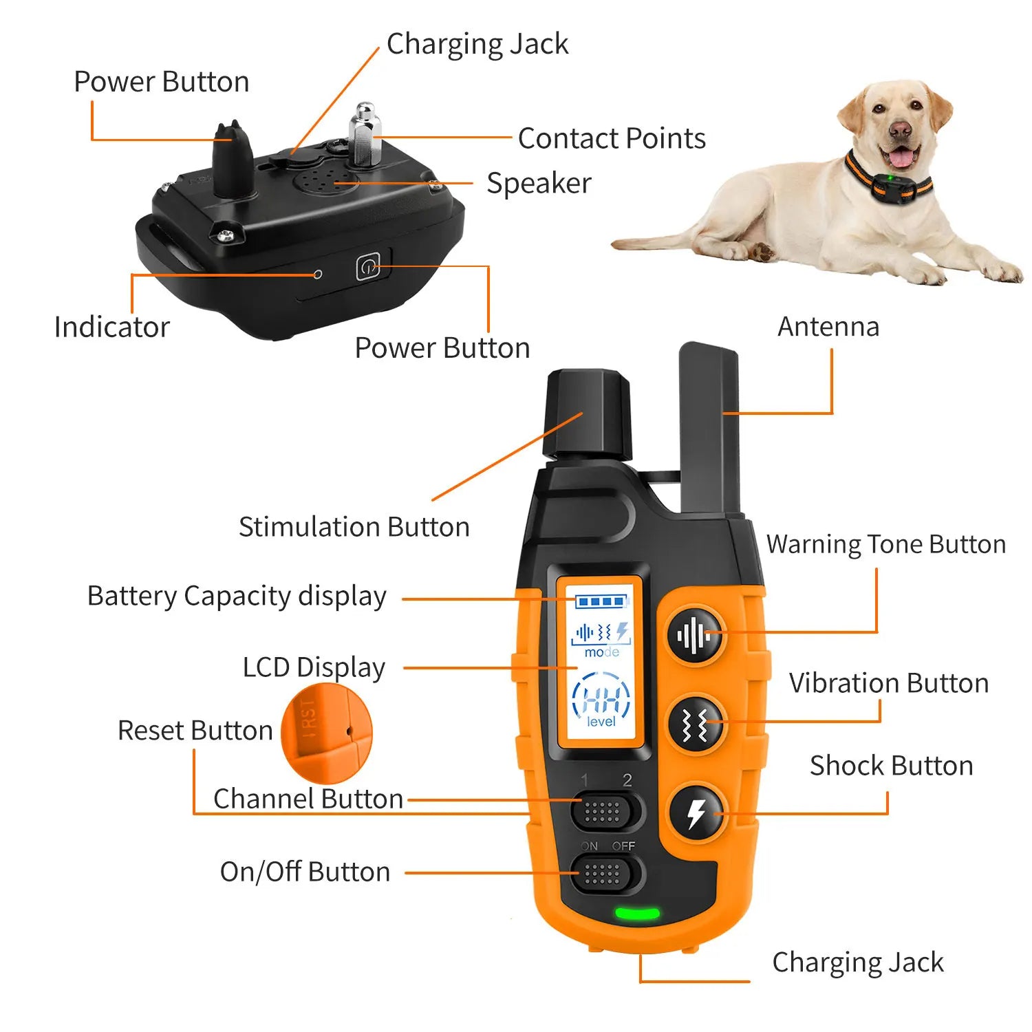 Collar de adiestramiento eléctrico para perros de 3300 ft