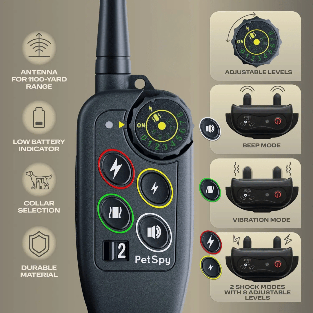Collar electrónico de adiestramiento para perros y mando a distancia, impermeable y de largo alcance (1000 m)