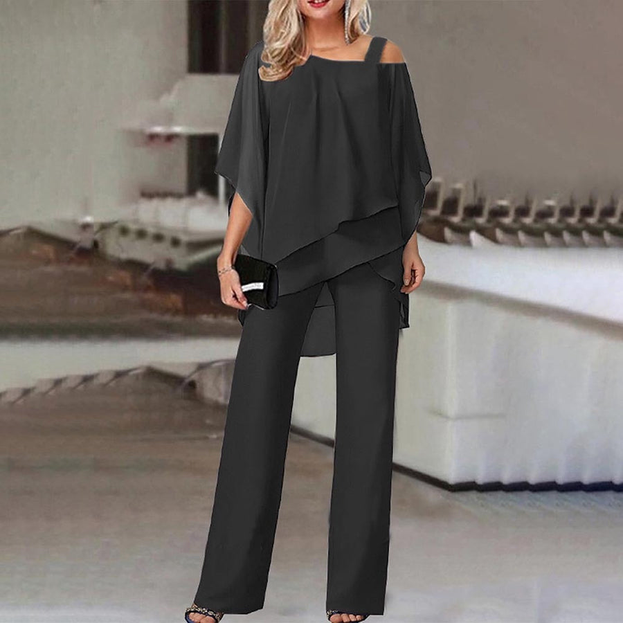 Conjunto casual asimétrico de dos piezas para mujer