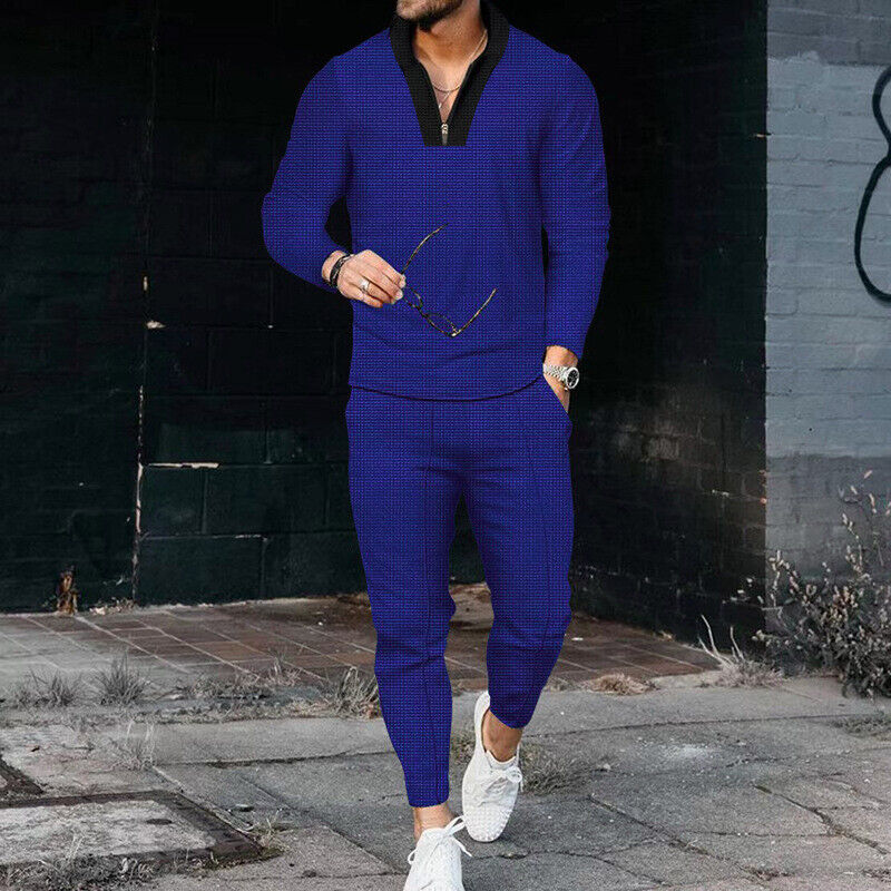 Conjunto casual de dos piezas con parte superior con cremallera y pantalones