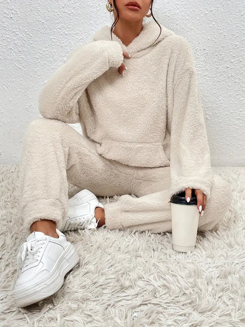 Conjunto casual de sudadera con capucha y manga larga para mujer