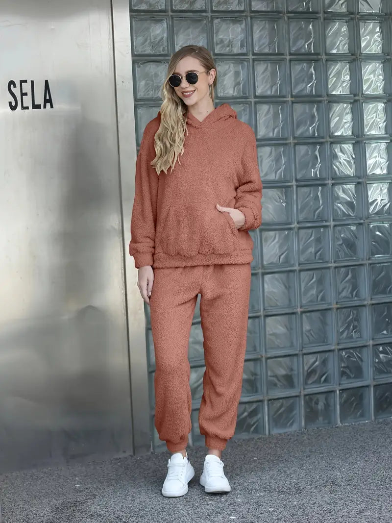 Conjunto casual de sudadera con capucha y manga larga para mujer