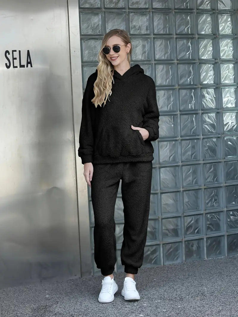 Conjunto casual de sudadera con capucha y manga larga para mujer
