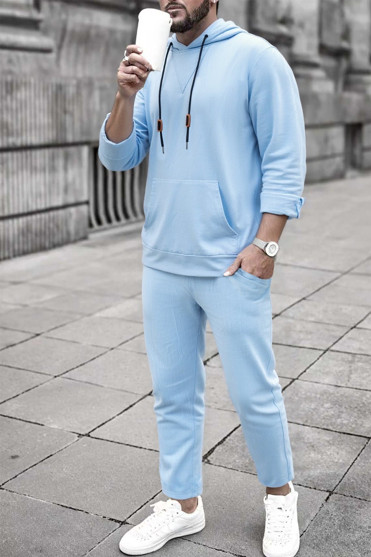 Conjunto casual de sudadera con capucha y pantalón de chándal