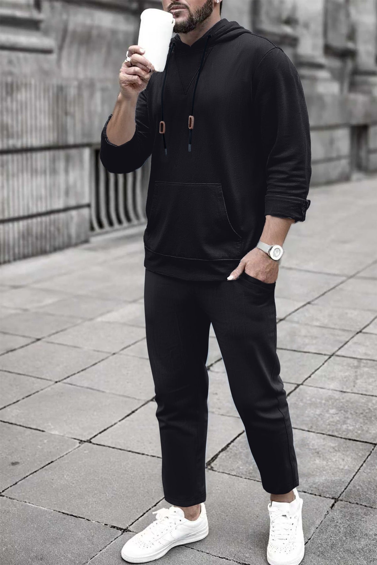 Conjunto casual de sudadera con capucha y pantalón de chándal
