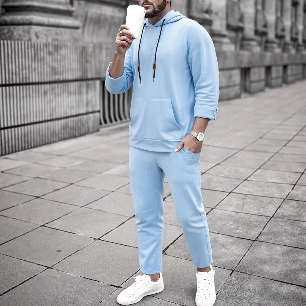 Conjunto casual de sudadera con capucha y pantalón de chándal