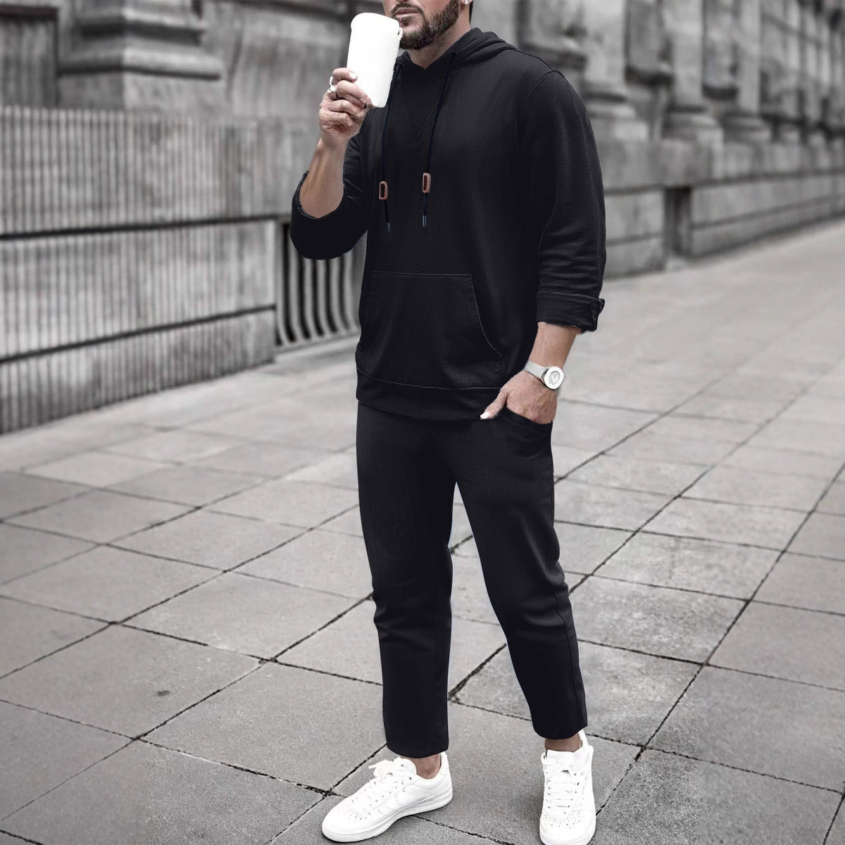 Conjunto casual de sudadera con capucha y pantalón de chándal