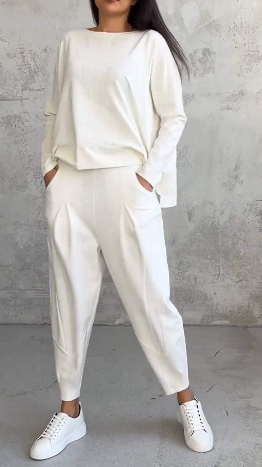 Conjunto casual de verano para mujer con jersey holgado y pantalón entallado