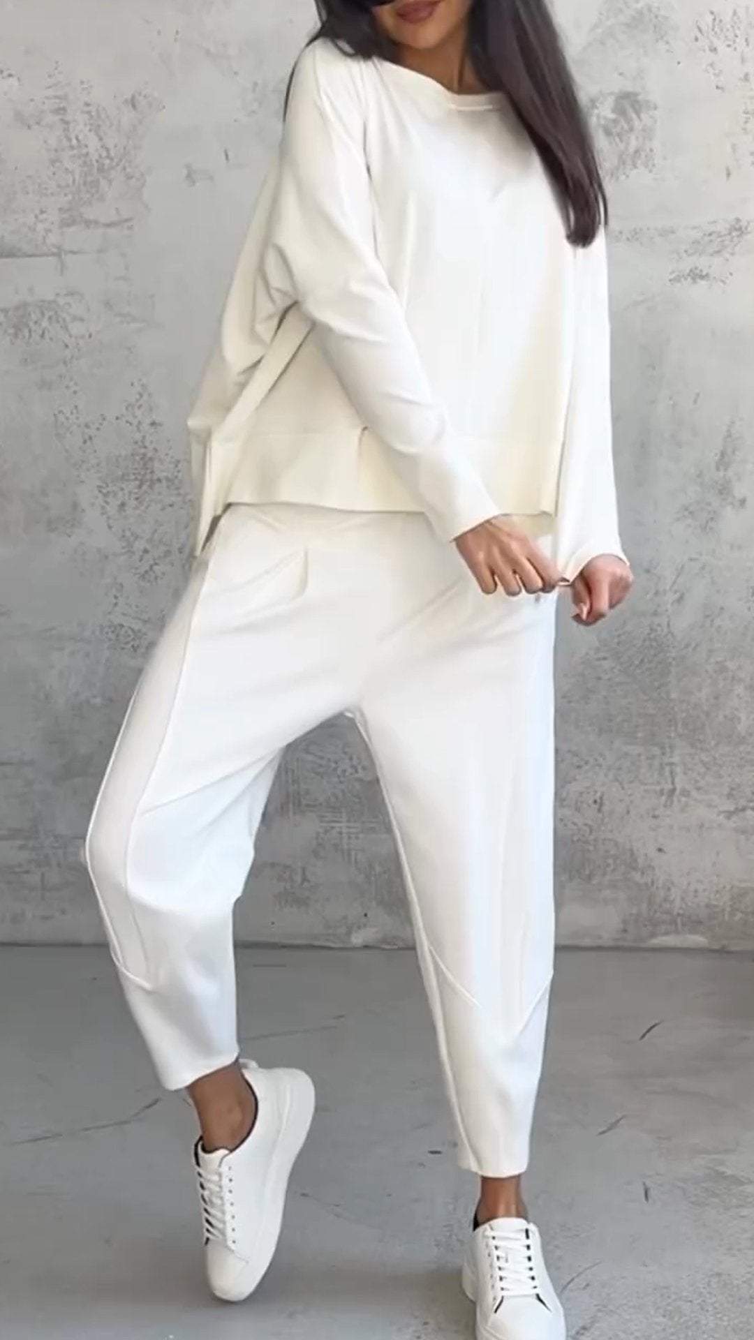 Conjunto casual de verano para mujer con jersey holgado y pantalón entallado