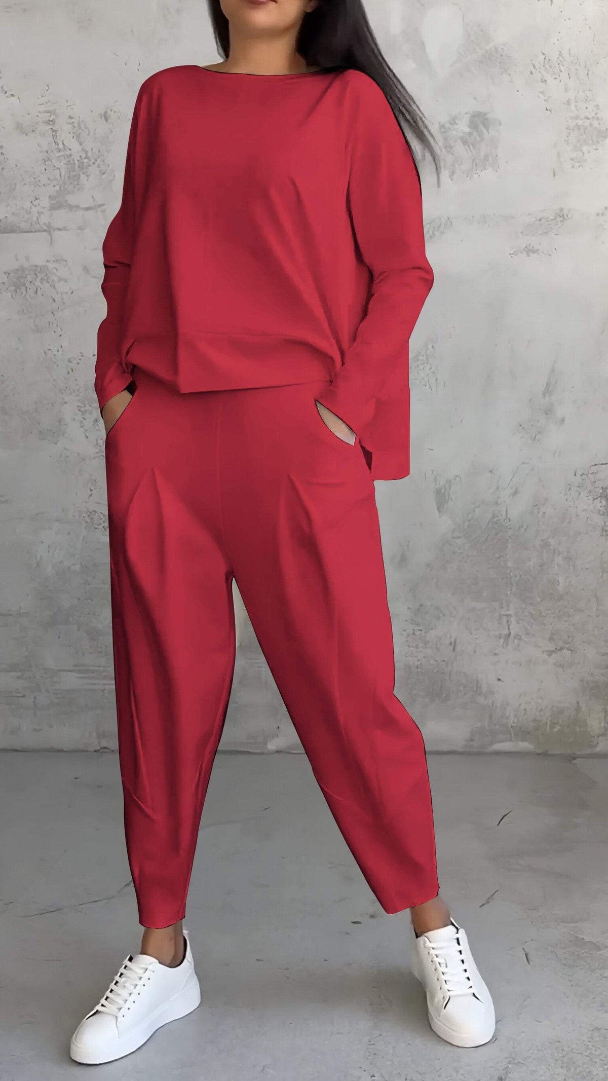 Conjunto casual de verano para mujer con jersey holgado y pantalón entallado