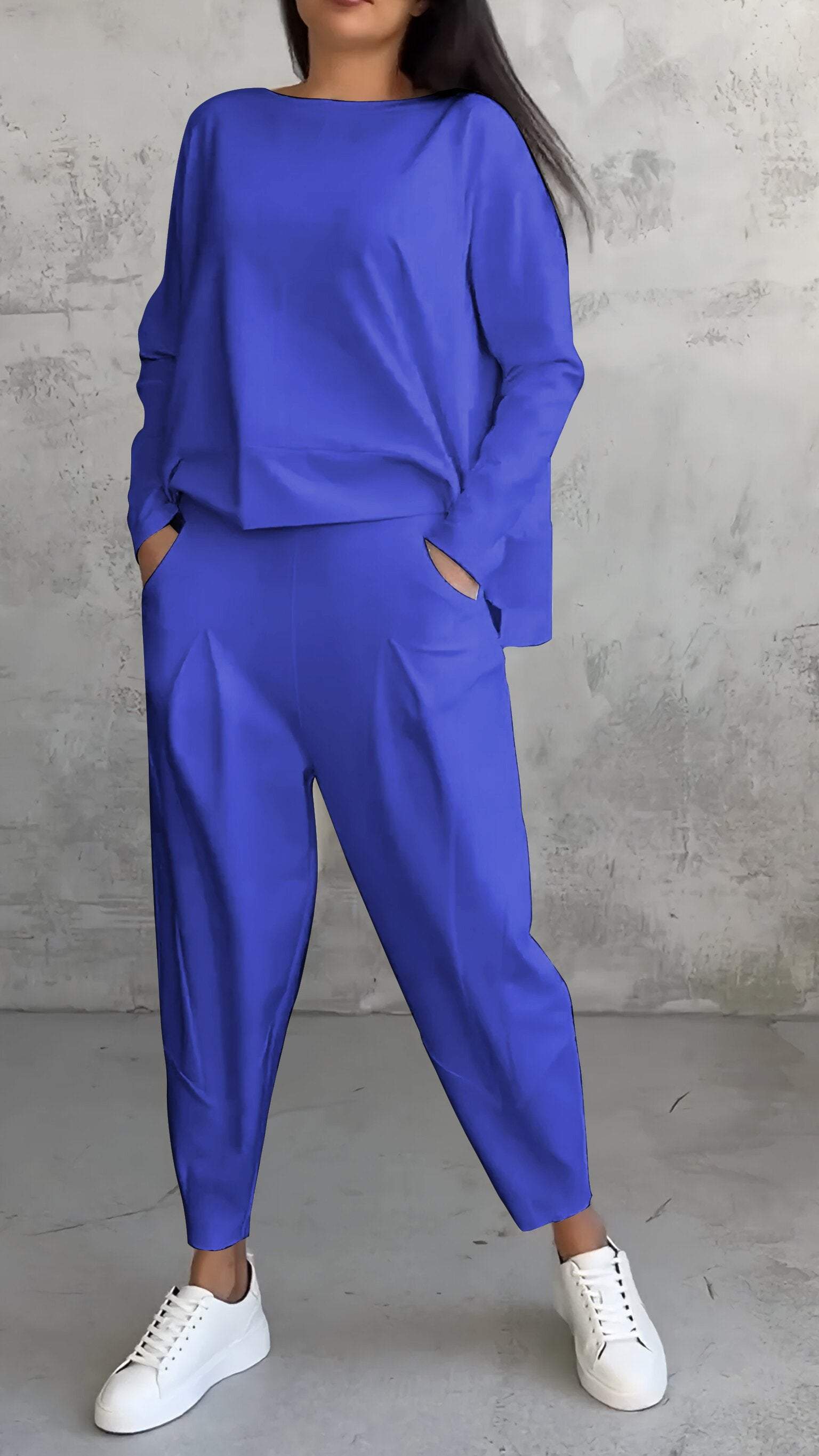 Conjunto casual de verano para mujer con jersey holgado y pantalón entallado