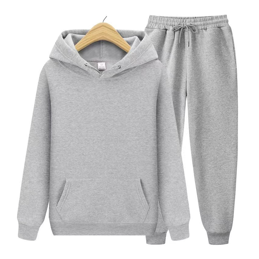 Conjunto chándal de dos piezas unisex de sudadera con capucha y pantalón deportivo en tejido suave y corte holgado