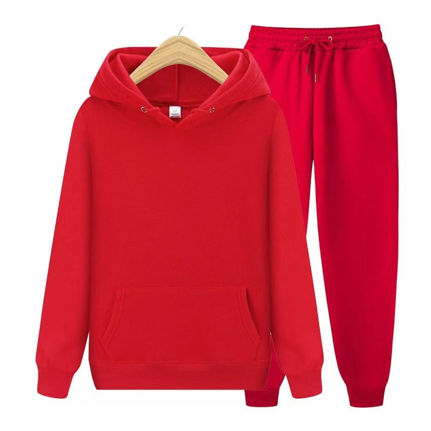 Conjunto chándal de dos piezas unisex de sudadera con capucha y pantalón deportivo en tejido suave y corte holgado