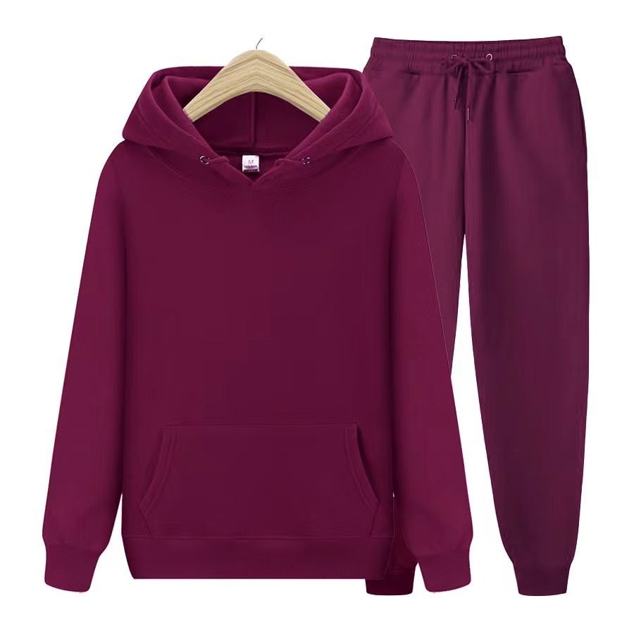 Conjunto chándal de dos piezas unisex de sudadera con capucha y pantalón deportivo en tejido suave y corte holgado