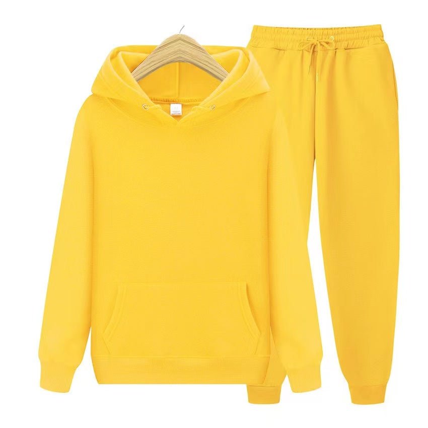 Conjunto chándal de dos piezas unisex de sudadera con capucha y pantalón deportivo en tejido suave y corte holgado
