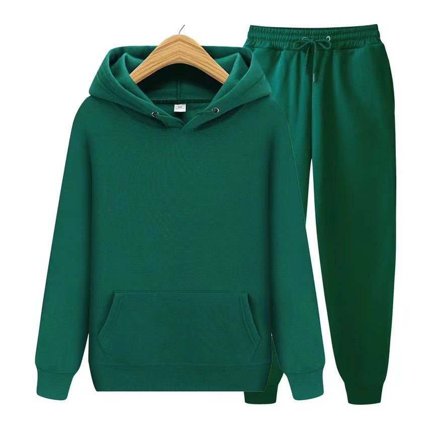 Conjunto chándal de dos piezas unisex de sudadera con capucha y pantalón deportivo en tejido suave y corte holgado