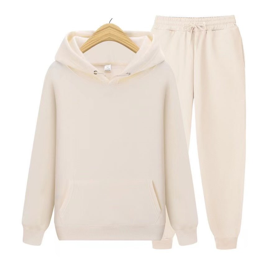 Conjunto chándal de dos piezas unisex de sudadera con capucha y pantalón deportivo en tejido suave y corte holgado