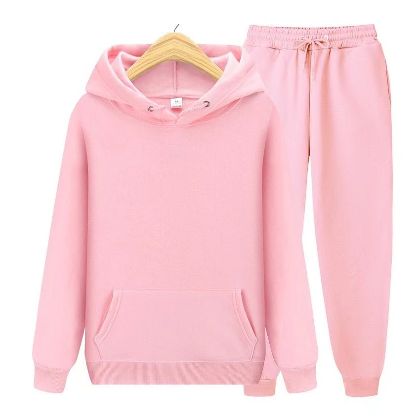 Conjunto chándal de dos piezas unisex de sudadera con capucha y pantalón deportivo en tejido suave y corte holgado