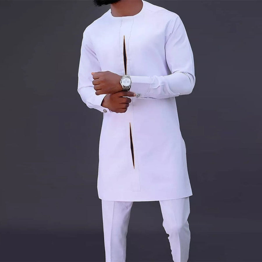 Conjunto Dashiki para Hombre: Manga Larga y Pantalones Slim Fit