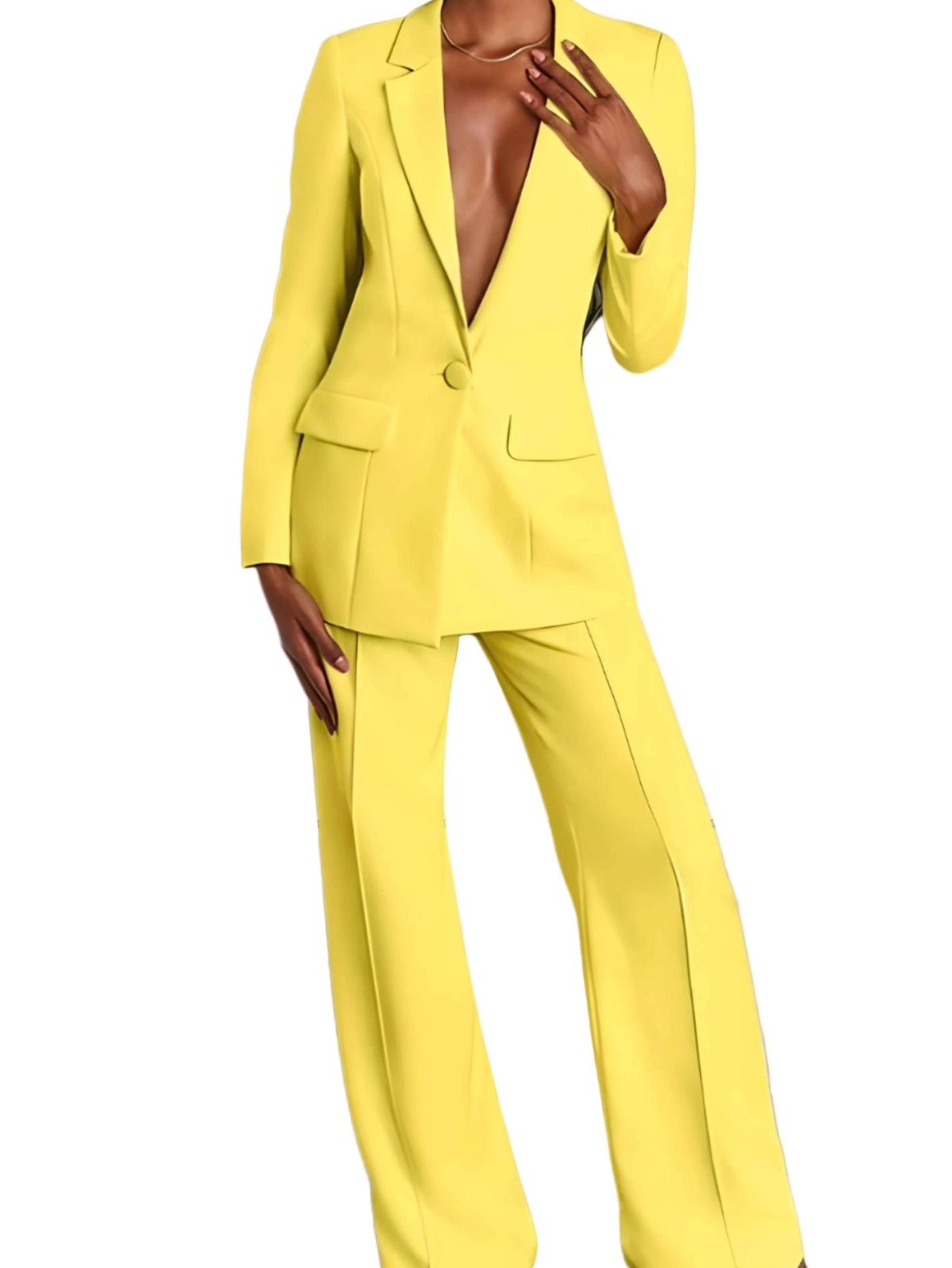 Conjunto de 2 piezas para mujer con blazer formal de negocios y pantalón de pata ancha