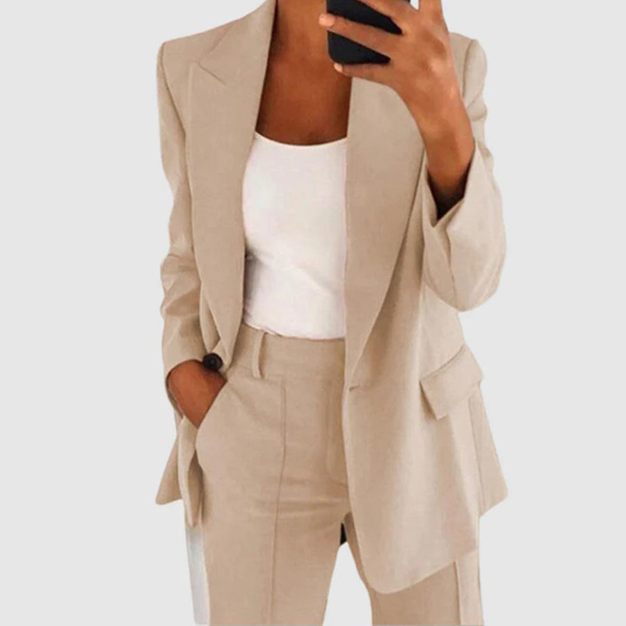 Conjunto de Blazer y Pantalón para Mujer – Conjunto Elegante de Dos Piezas para Ocasiones Formales e Informales