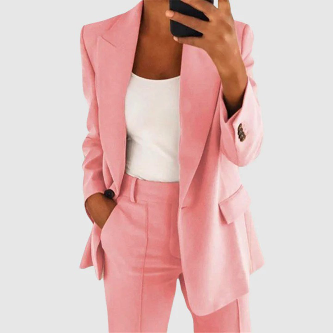 Conjunto de Blazer y Pantalón para Mujer – Conjunto Elegante de Dos Piezas para Ocasiones Formales e Informales