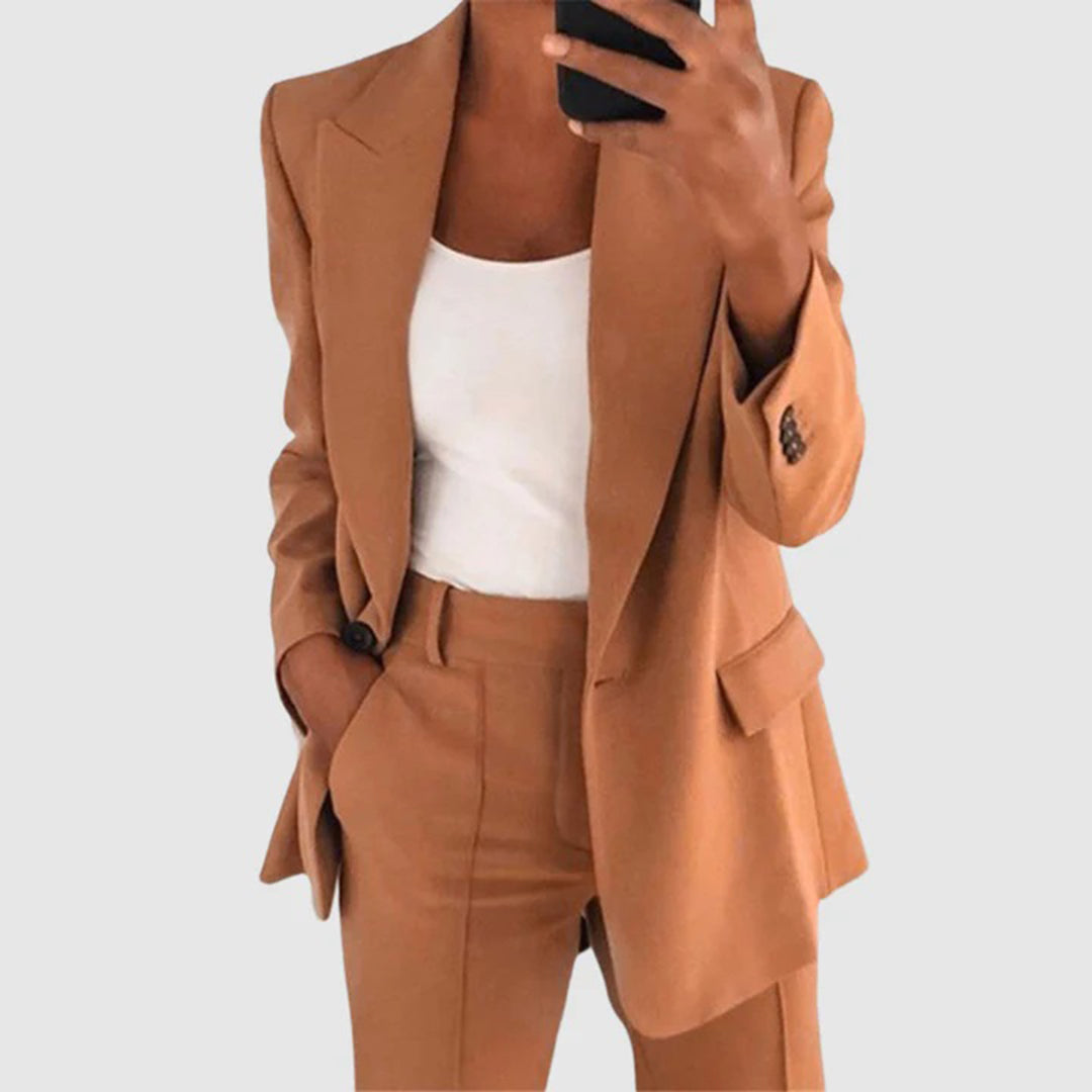 Conjunto de Blazer y Pantalón para Mujer – Conjunto Elegante de Dos Piezas para Ocasiones Formales e Informales