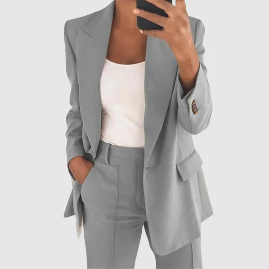 Conjunto de Blazer y Pantalón para Mujer – Conjunto Elegante de Dos Piezas para Ocasiones Formales e Informales