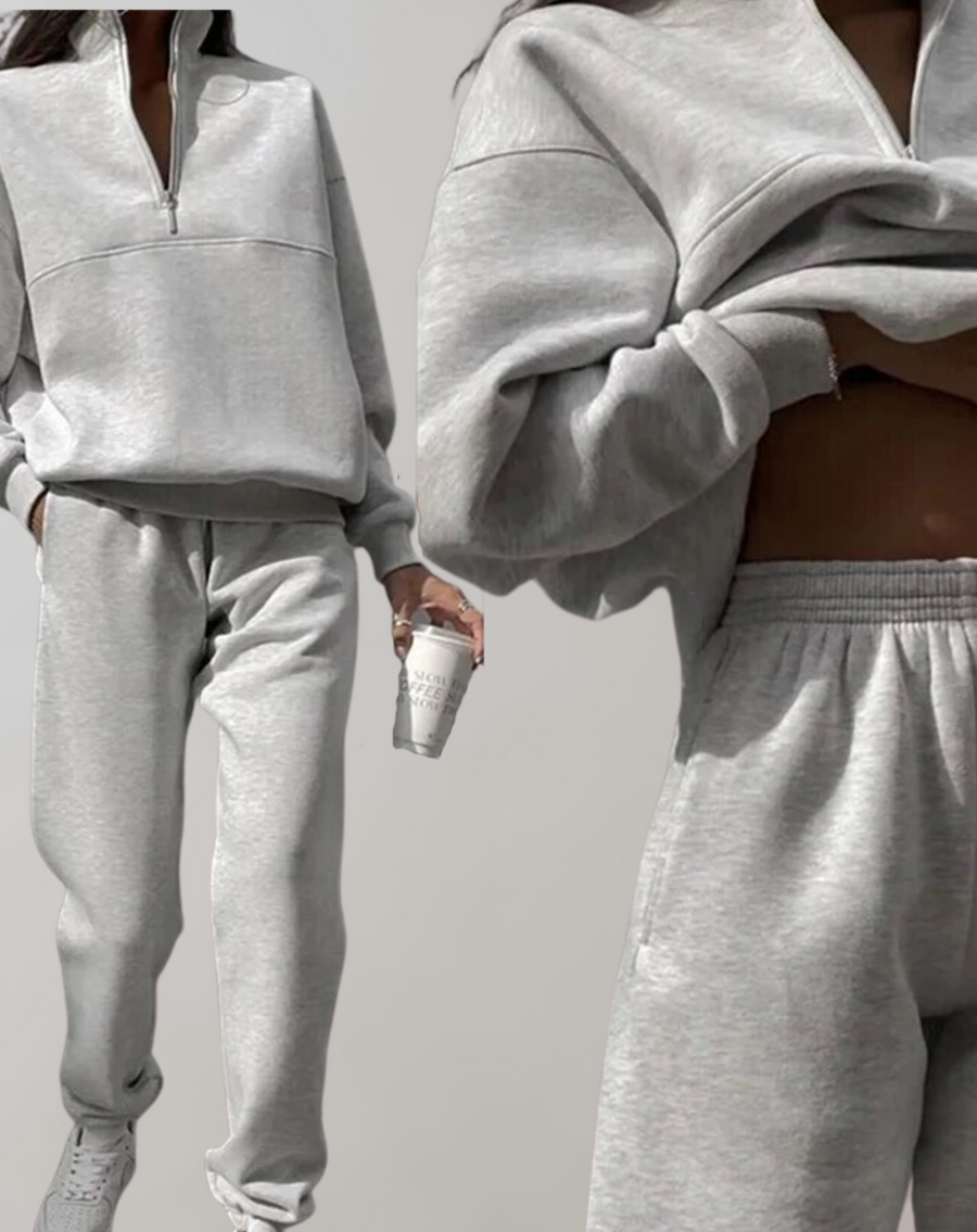 Conjunto de chándal para mujer con sudadera de media cremallera