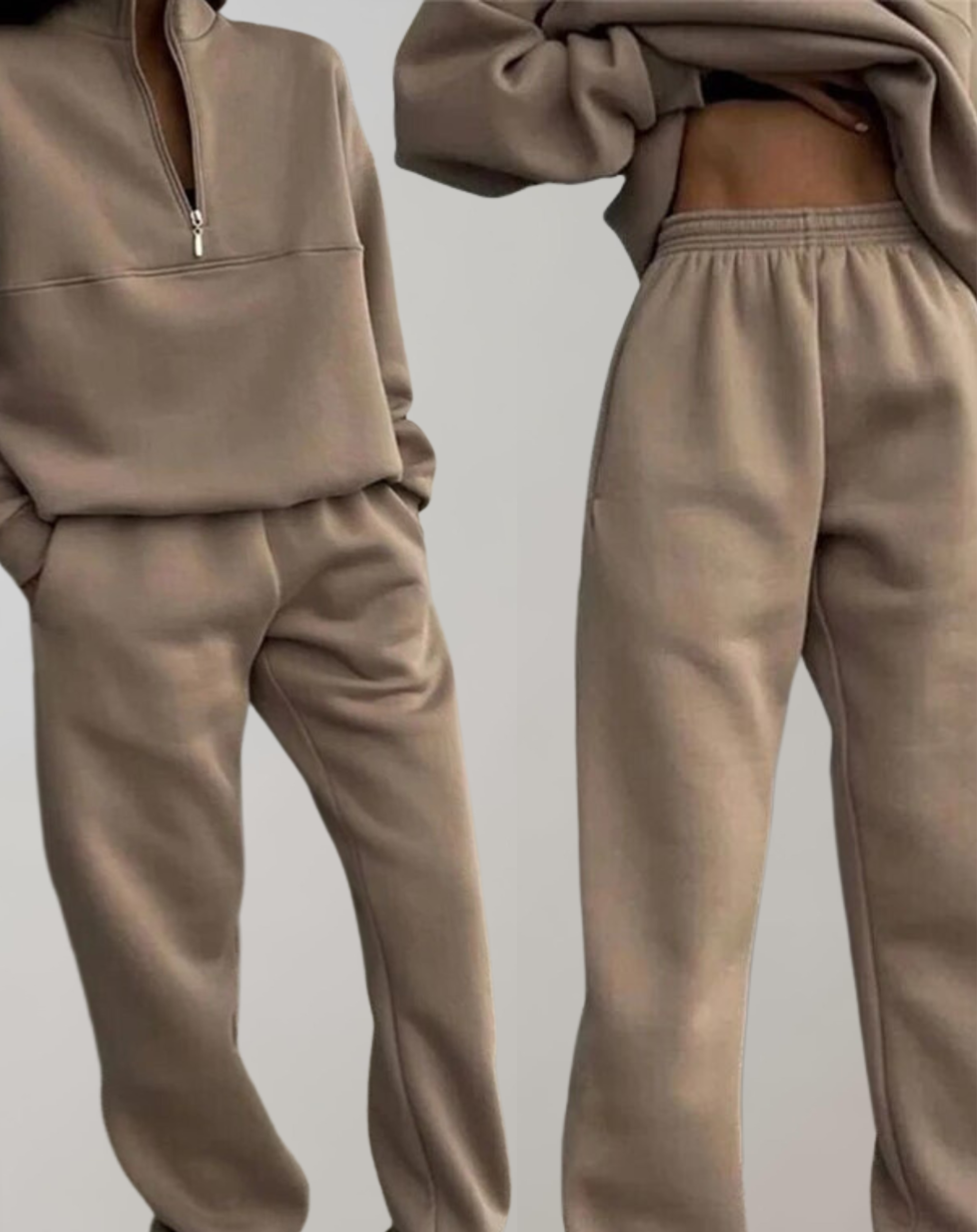 Conjunto de chándal para mujer con sudadera de media cremallera