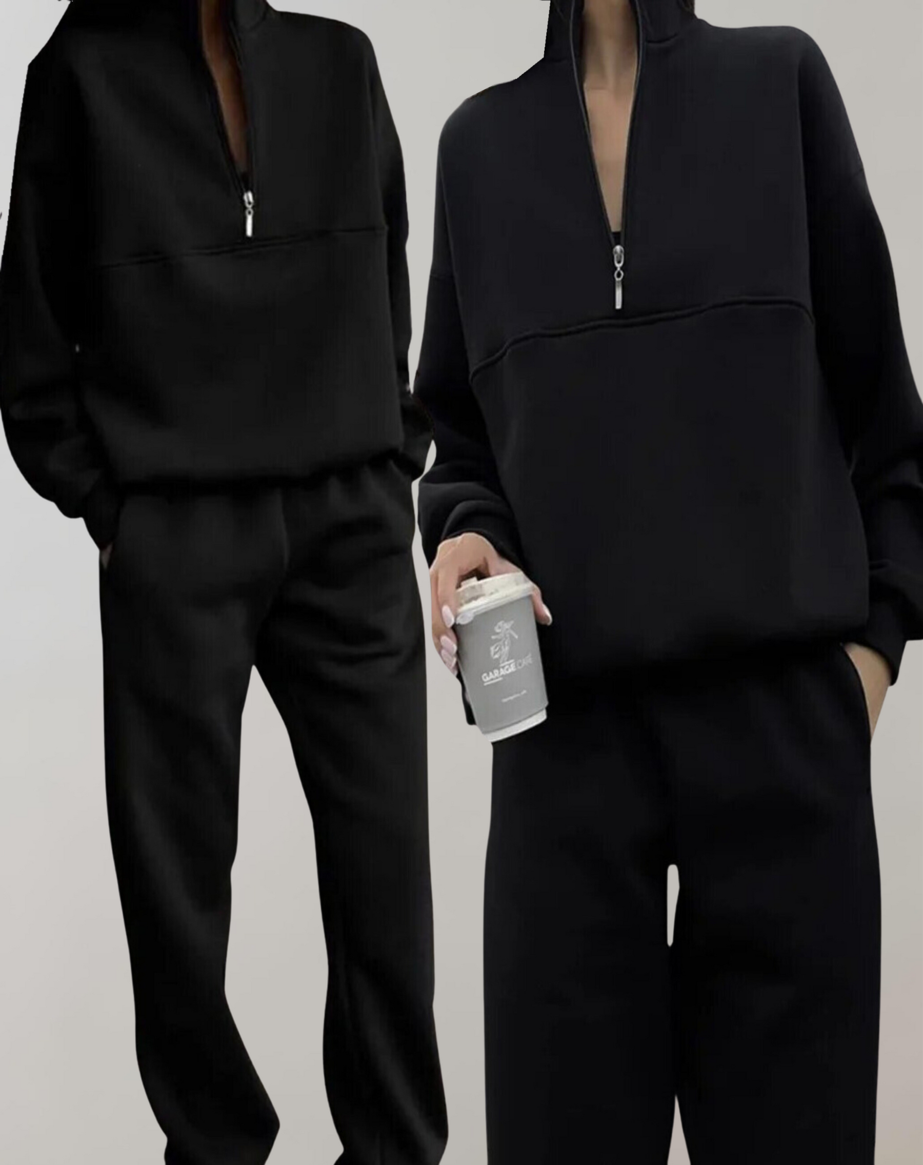Conjunto de chándal para mujer con sudadera de media cremallera