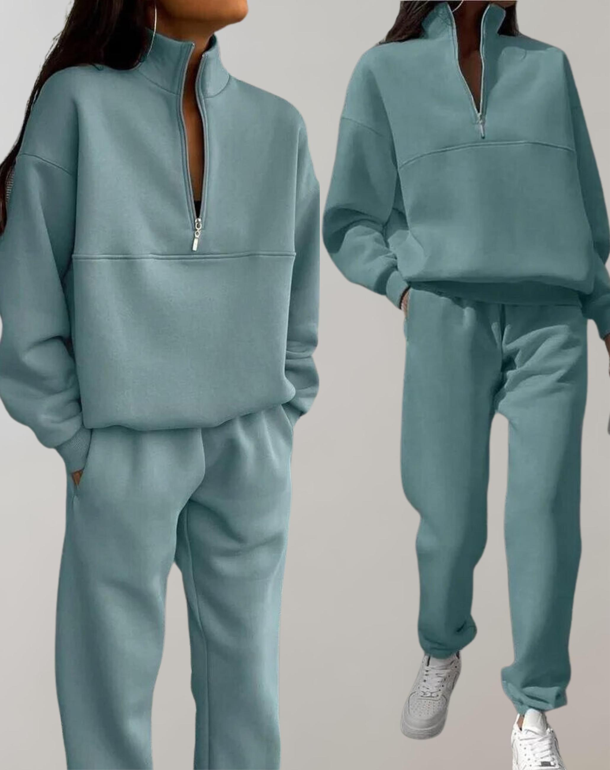 Conjunto de chándal para mujer con sudadera de media cremallera