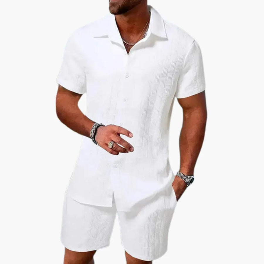Conjunto de dos piezas para hombre de mezcla de algodón con textura jacquard