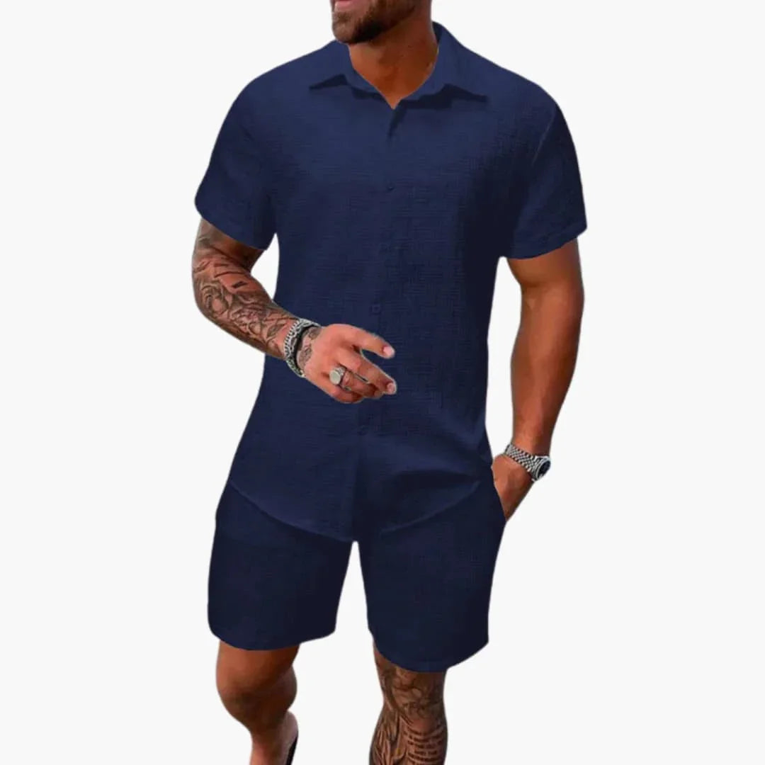 Conjunto de dos piezas para hombre de mezcla de algodón con textura jacquard