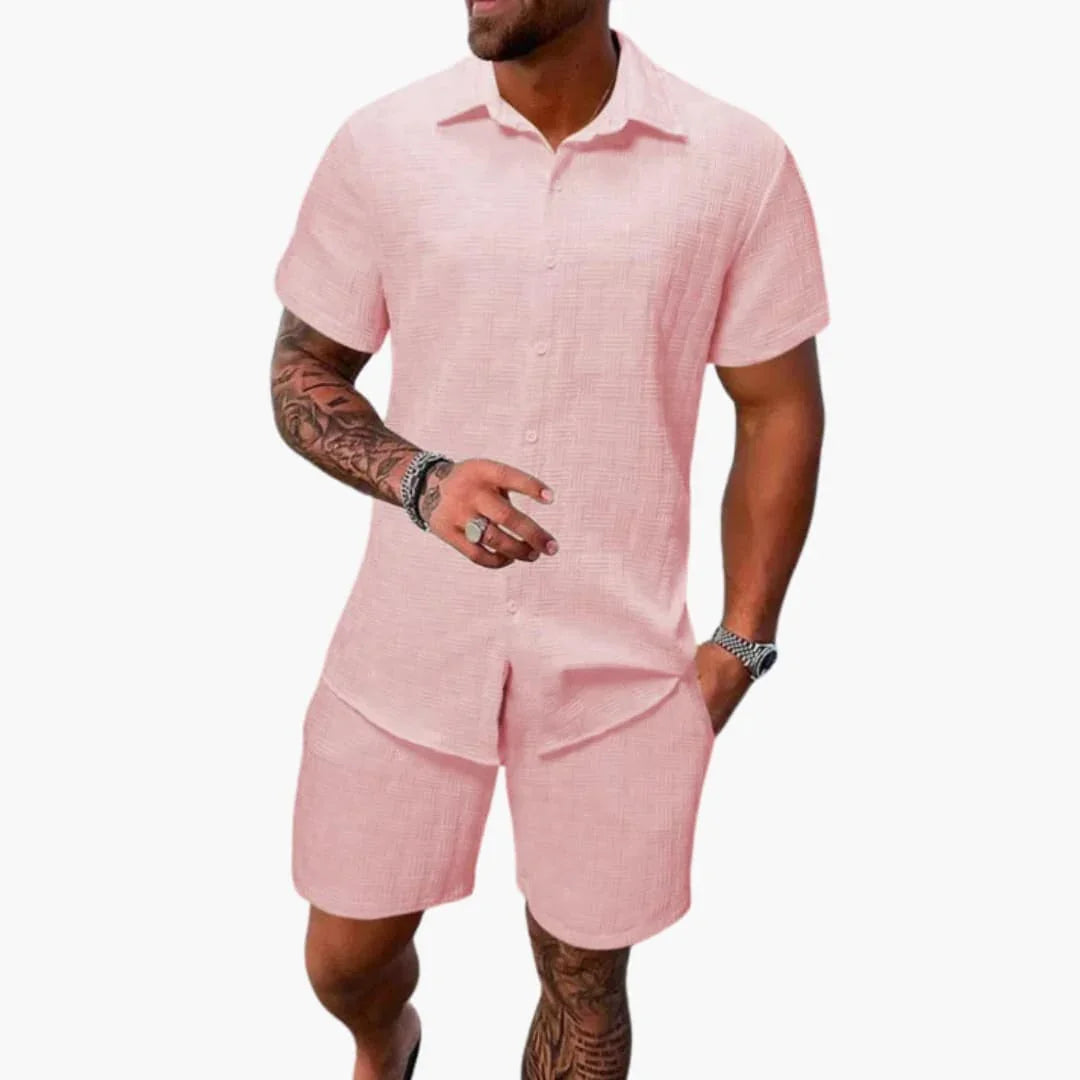 Conjunto de dos piezas para hombre de mezcla de algodón con textura jacquard