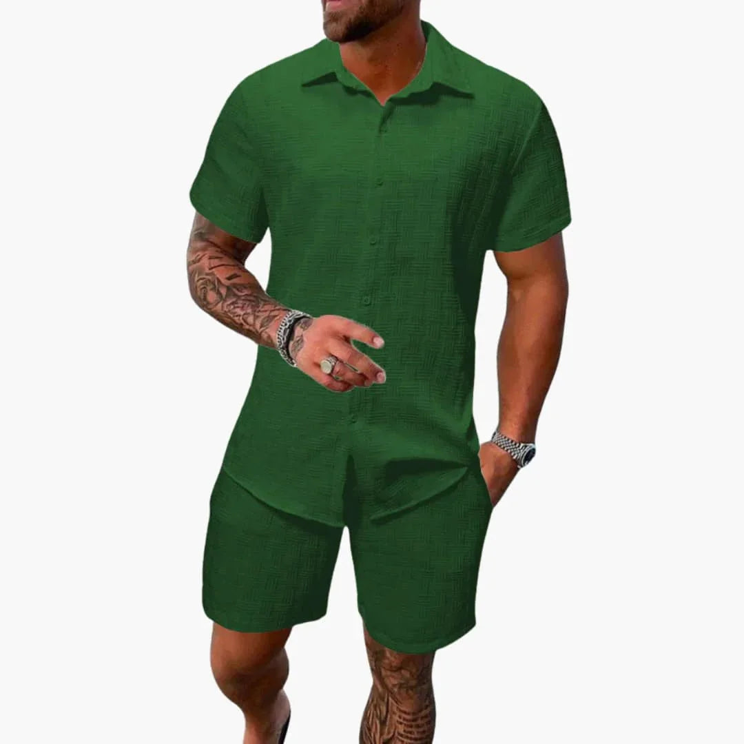 Conjunto de dos piezas para hombre de mezcla de algodón con textura jacquard