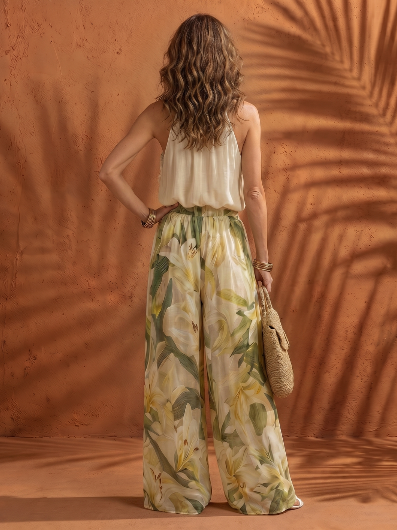 Conjunto de dos piezas para mujer con escote halter