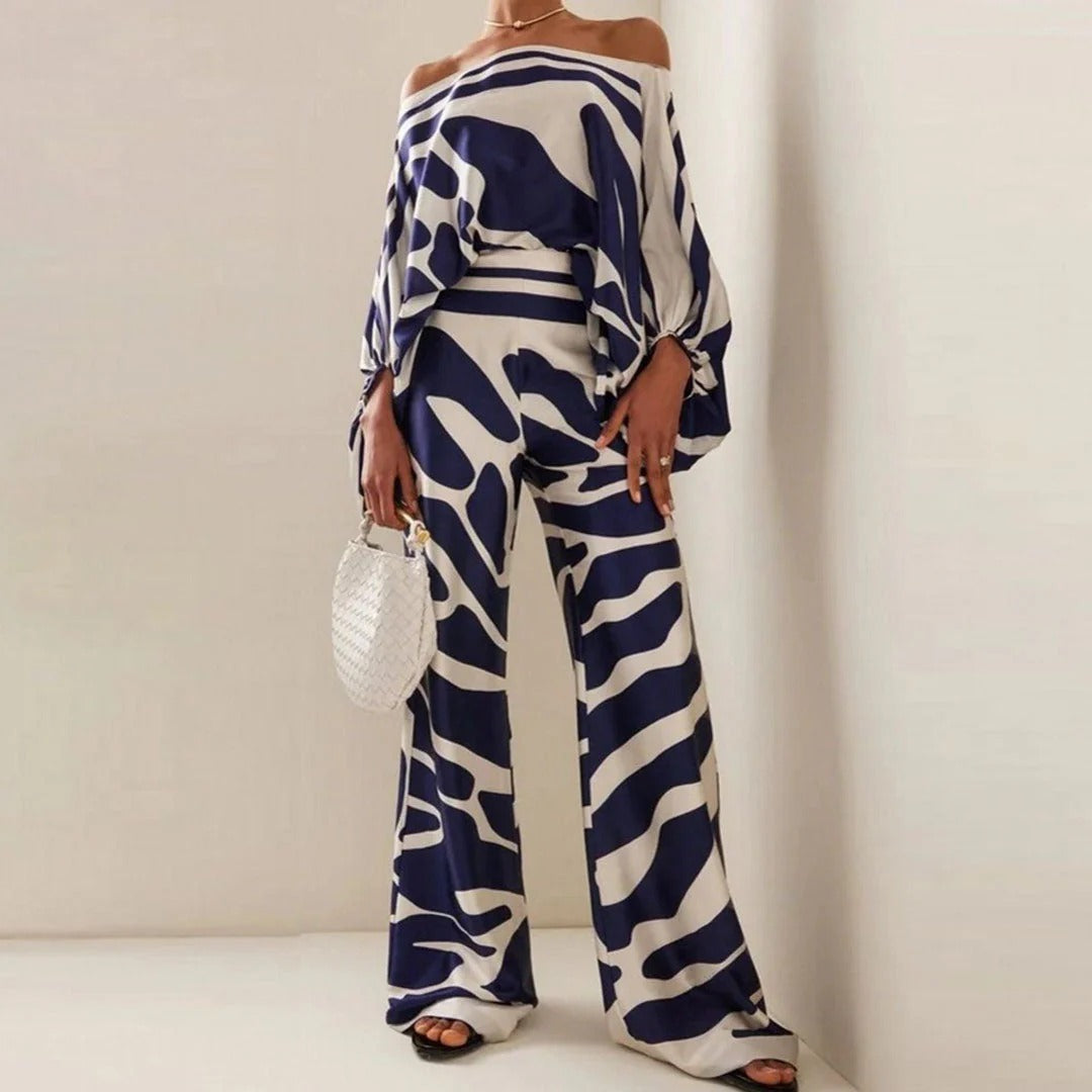 Conjunto de dos piezas para mujer con hombros descubiertos