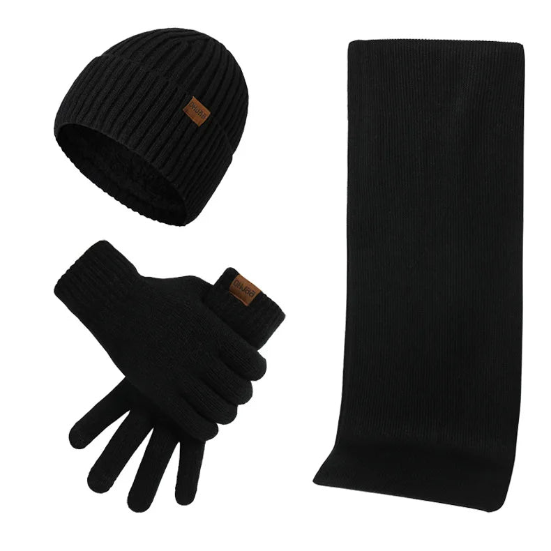 Conjunto de invierno con gorro, bufanda y guantes