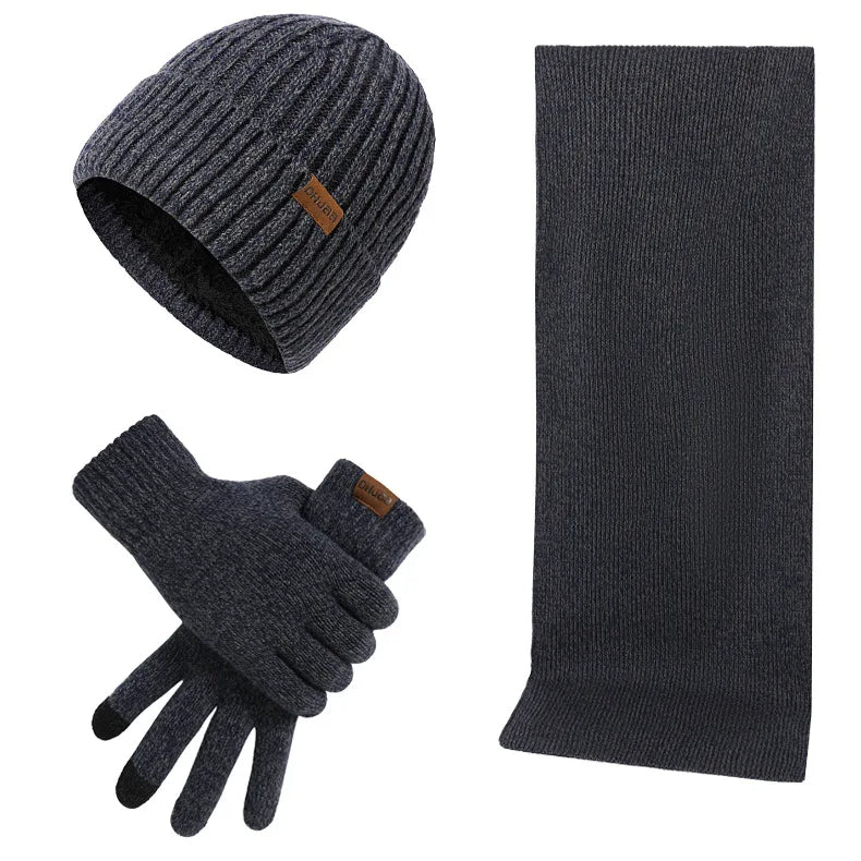 Conjunto de invierno con gorro, bufanda y guantes