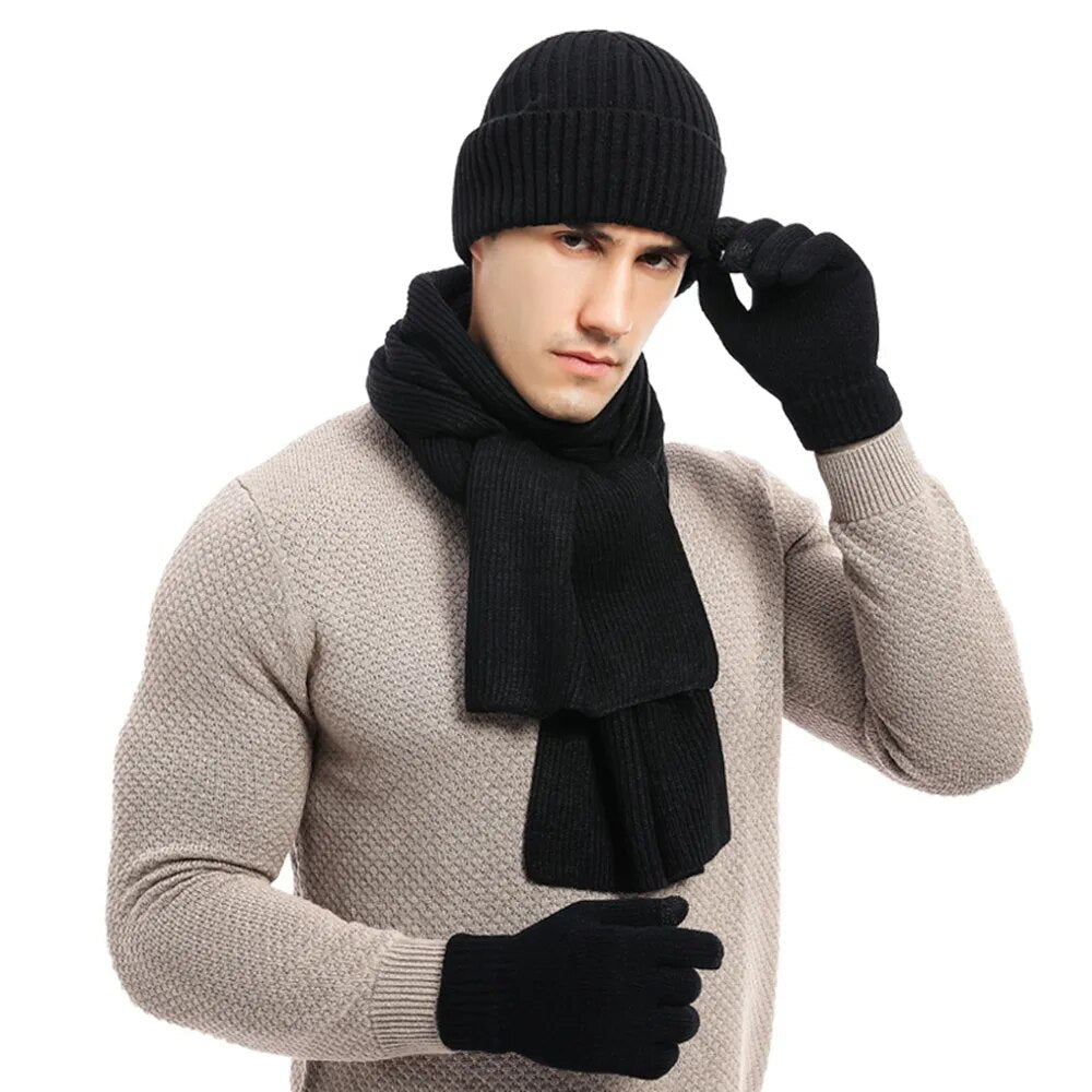 Conjunto de invierno con gorro, bufanda y guantes