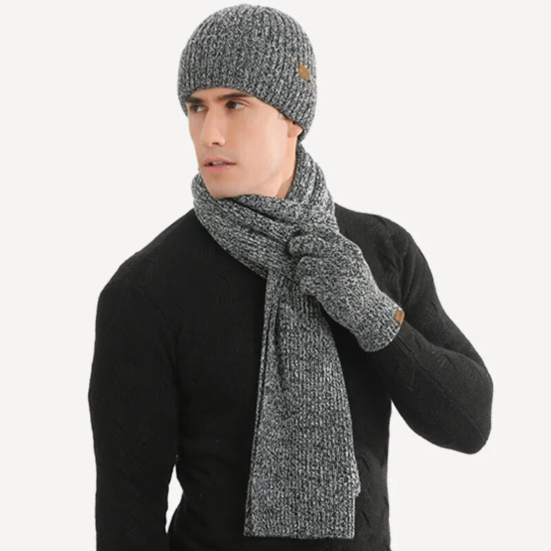 Conjunto de invierno con gorro, bufanda y guantes