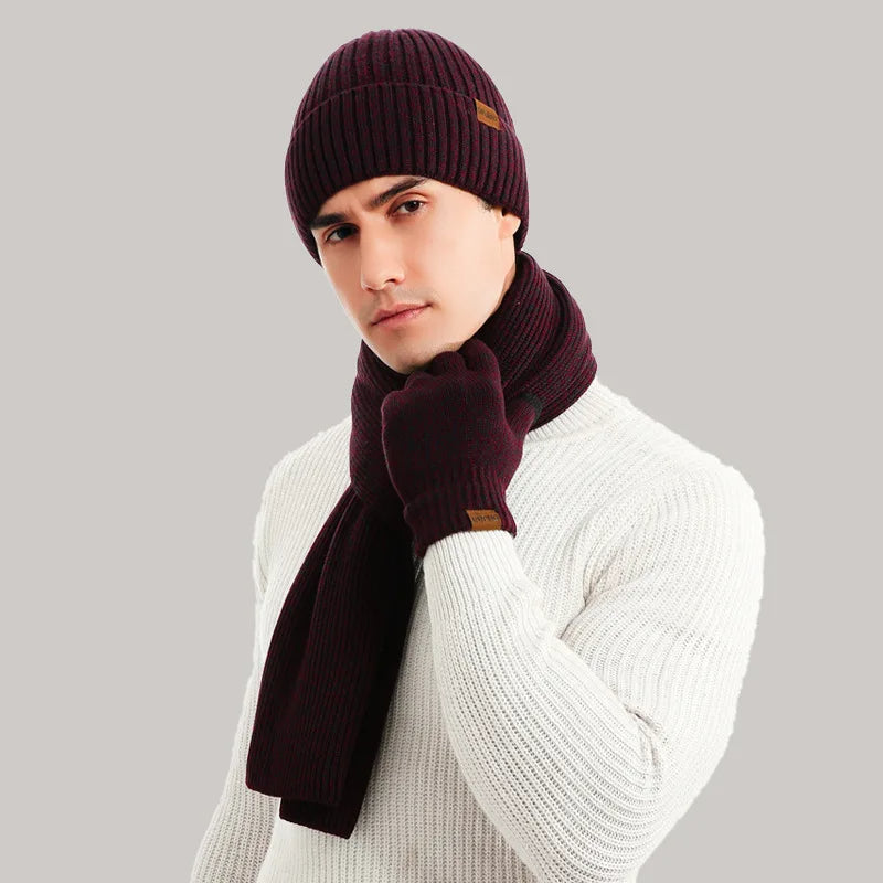 Conjunto de invierno con gorro, bufanda y guantes