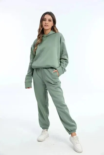 Conjunto de loungewear para mujer de corte holgado con sudadera con capucha y pantalón de chándal
