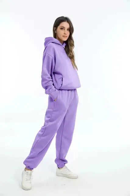 Conjunto de loungewear para mujer de corte holgado con sudadera con capucha y pantalón de chándal