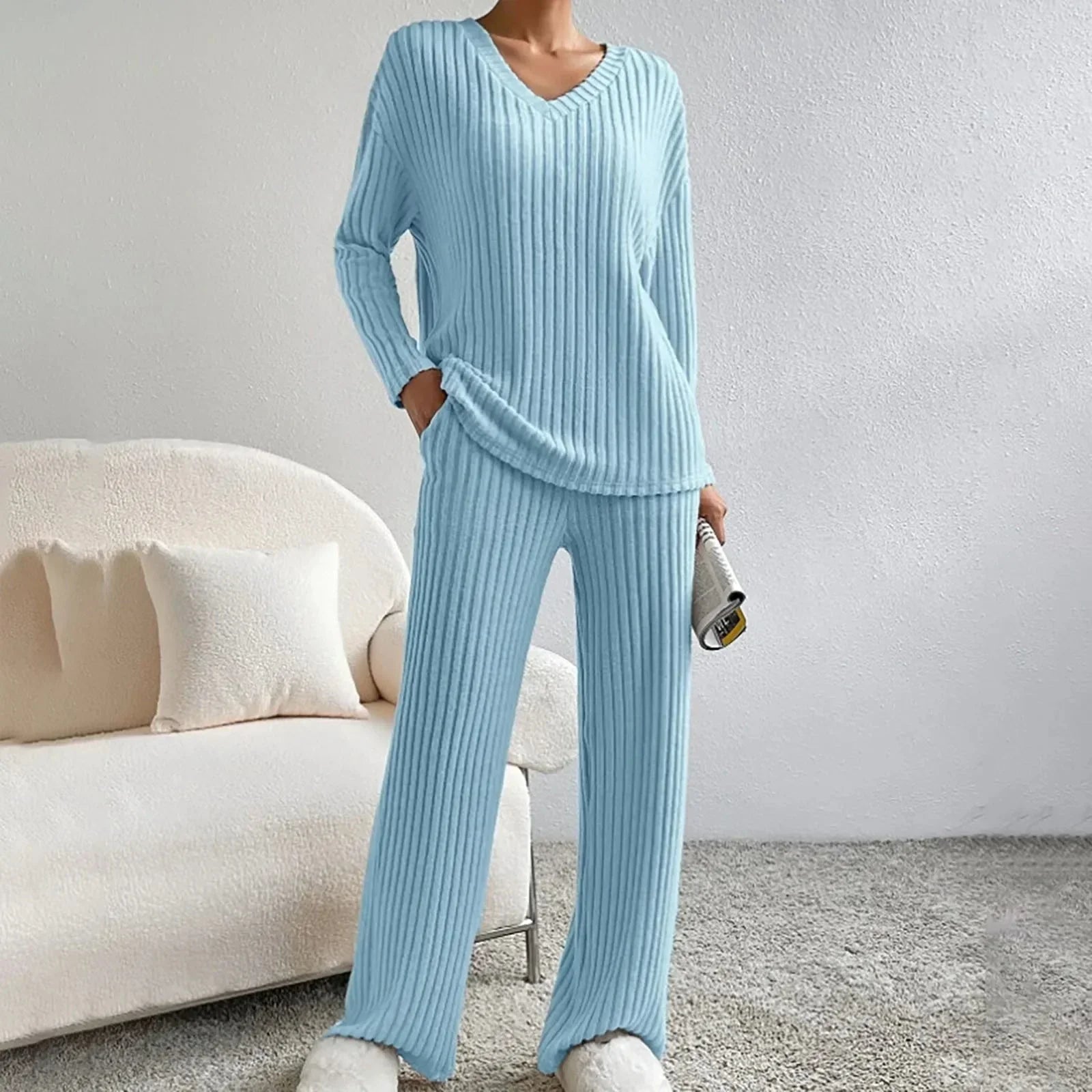 Conjunto de punto para estar por casa para mujer