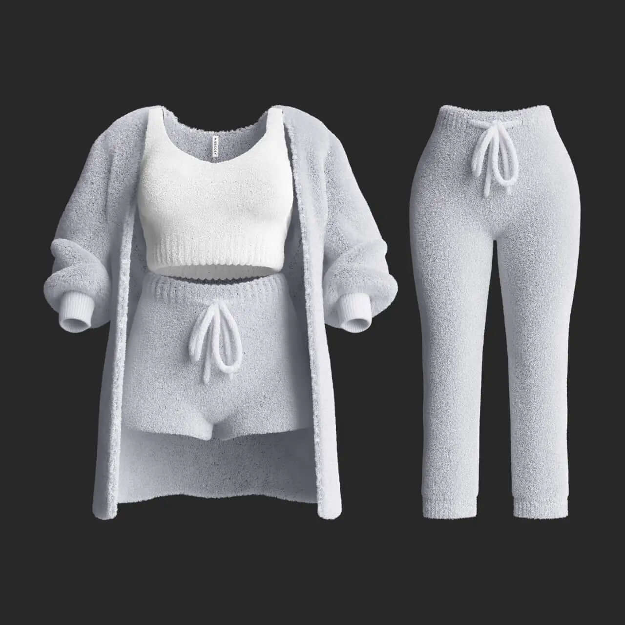 Conjunto de ropa de estar en casa de punto de peluche de 4 piezas para mujer