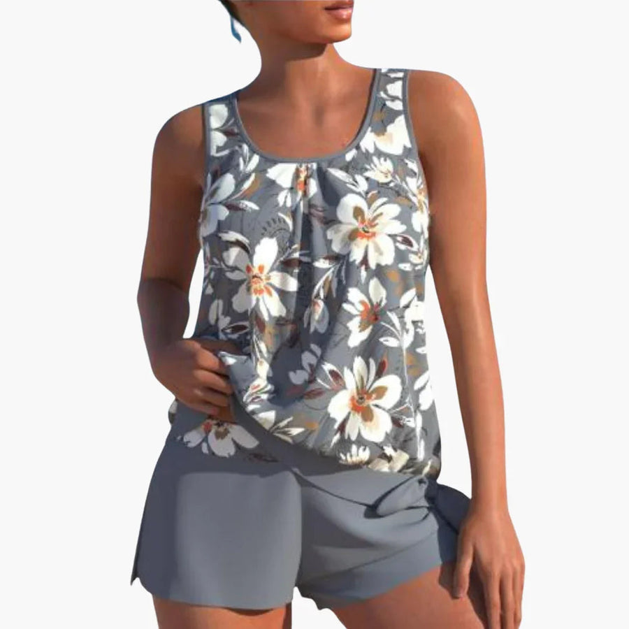 Conjunto de tankini de dos piezas para mujer – Floral y cómodo